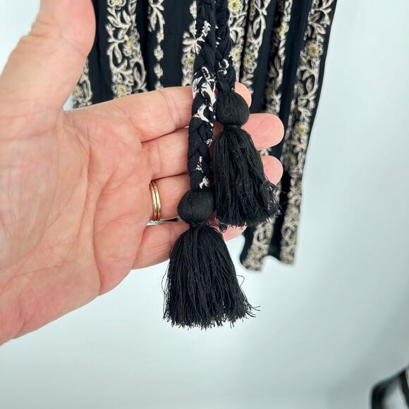 Angie Black Tan Ruffle Babydoll Boho Western Rayon Mini Dress Women’s Small NEW - Picture 11 of 11